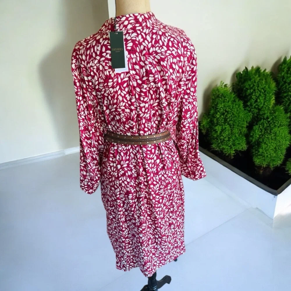 Hobbs London-NWT size 14 “Marciella” cranberry 100% viscose shirt dress. NEW! - Picture 5 of 16